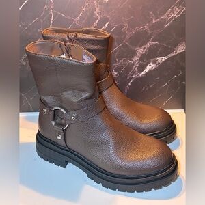 Nautica Lorbeam Brown Leather Moto Boots